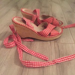 Red Gingham Rockabilly Wedges